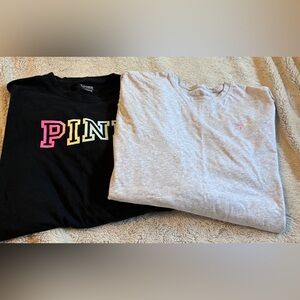 VICTORIA SECRET PINK COTTON LONG SLEEVE TEE BUNDLE-SIZE MEDIUM